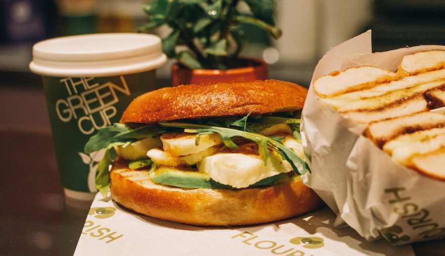 flourish bagel with halloumi